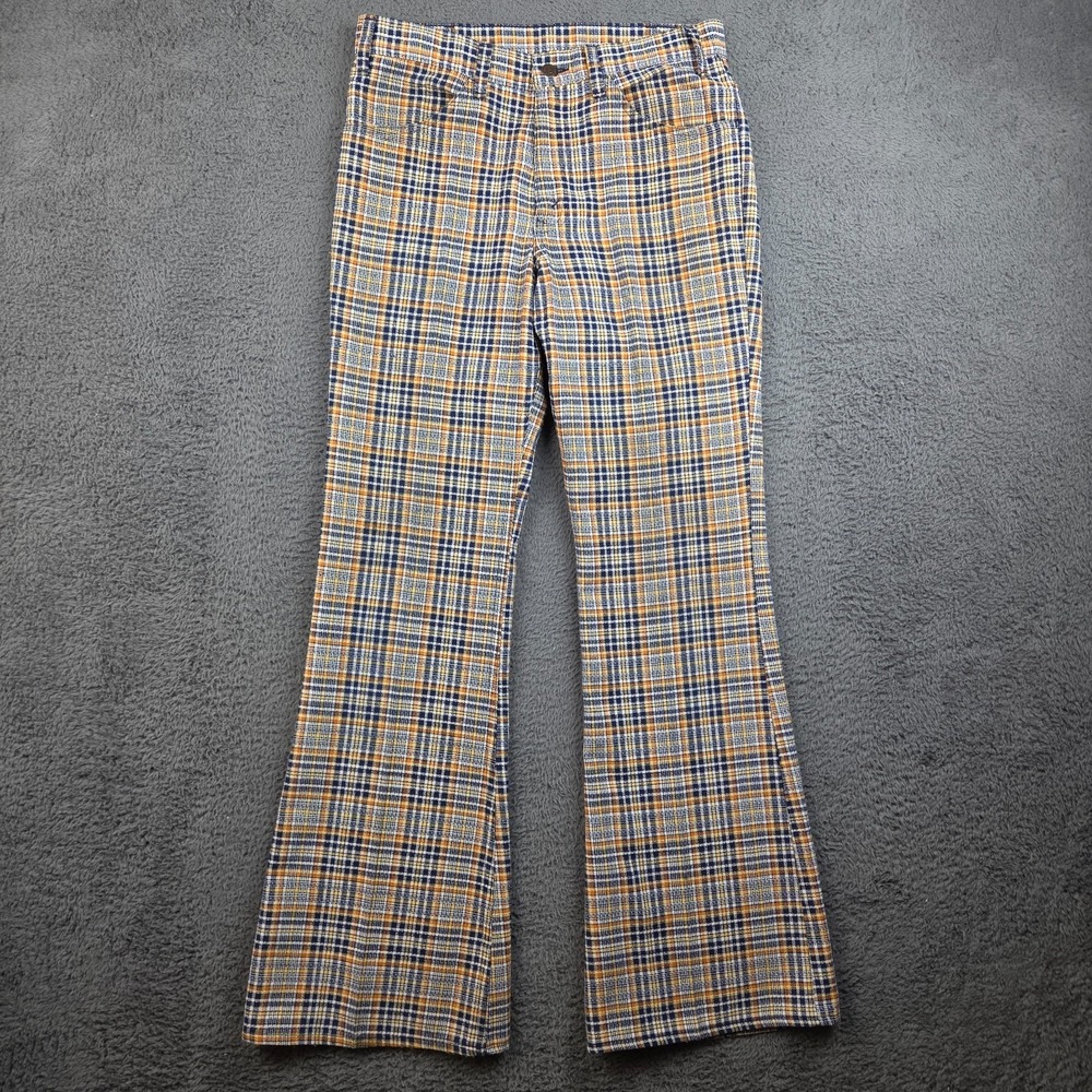 Vintage Levi's Sta-Prest Pants Bell Bottoms Plaid 60s 70s Window Pane Scovill